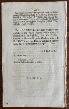 The Proceedings of a General Court-Martial: held in the Council-Chamber at Whitehall, on Wednesday the 14th, and continued by several Adjournments to Tuesday the 20th of December 1757 ....