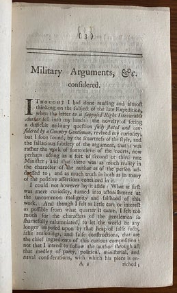 The Military Arguments, in the Letter to a Right Honourable Author, Fully Considered, by an Officer