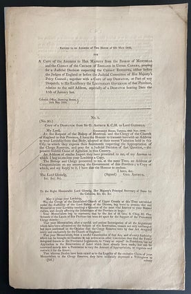 Five Clergy Reserves Parliamentary papers & related documents