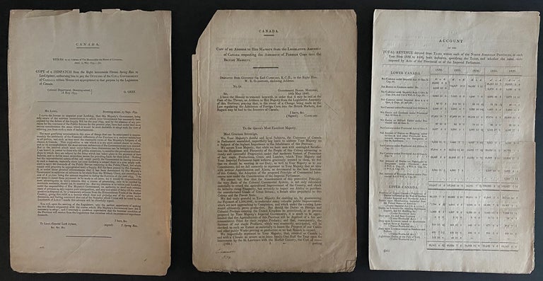 Item #8823 Three Parliamentary Papers relating Canada. Great Britain. Colonial Office..