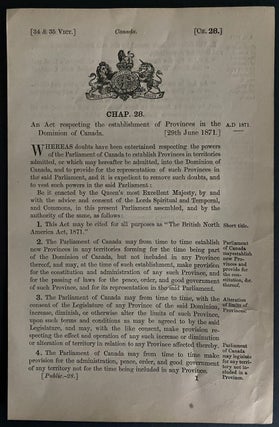 Item #8834 An Act respecting the establishment of Provinces in the Dominion of Canada [29th June...