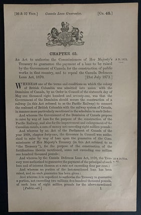 Item #8835 An Act to authorize the commissioners of Her Majesty's Treasury to guarantee the...