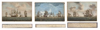 Item #8959 Three circa 1760-65 hand-coloured Naval battles hand-coloured engravings. Sir HERVEY...