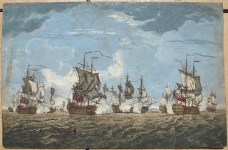 Three circa 1760-65 hand-coloured Naval battles hand-coloured engravings