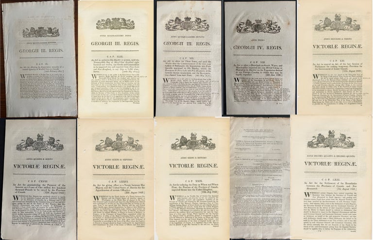 Item #8966 10 British Legal Acts from 1807 to 1851. British Government - Acts of Parliament. .