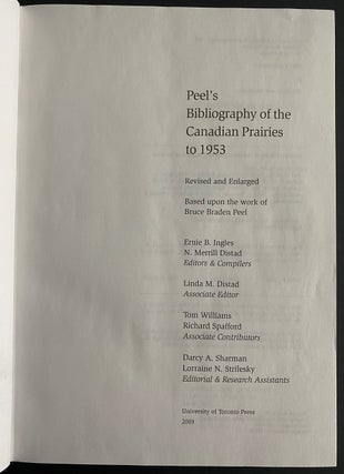 Peels Bibliography of the Canadian Prairies to 1953