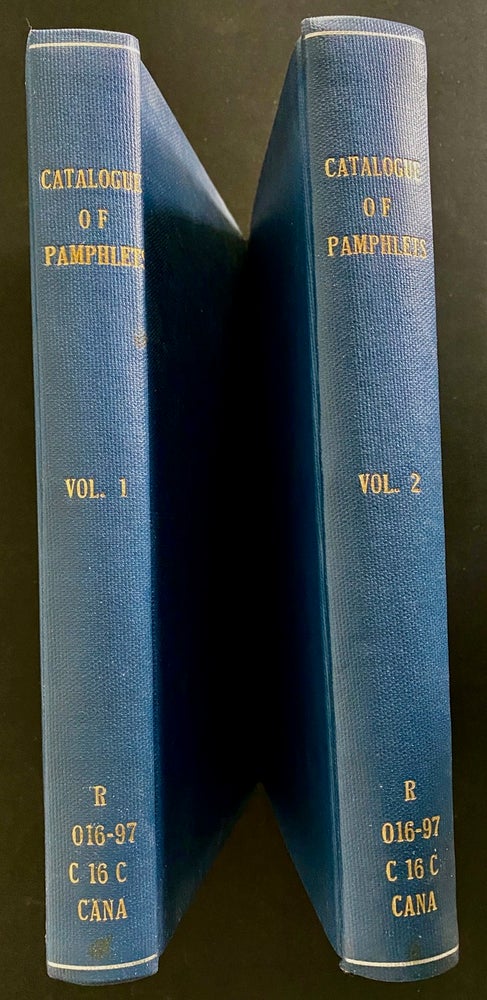 Item #8984 Catalogue of Pamphlets in the Public Archives of Canada, Publication of the Public Archives of Canada, No.13 . Two Volumes covering dates (1493-1877) & (1878-1931). Magdalen CASEY.